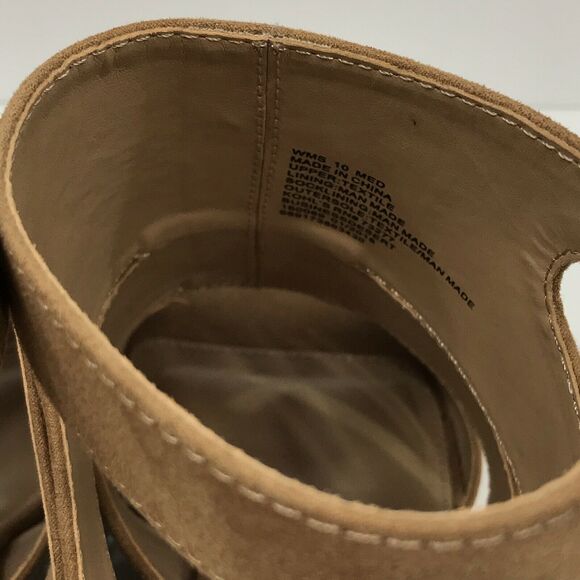 APT 9 SZ 10 Medium Wedges Shoes Open-Toe Desert Tan Buckle Closure Womens New - Picture 8 of 9